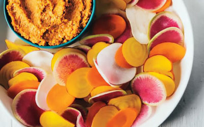 Root Vegetable Chips with Roasted Carrot Hummus