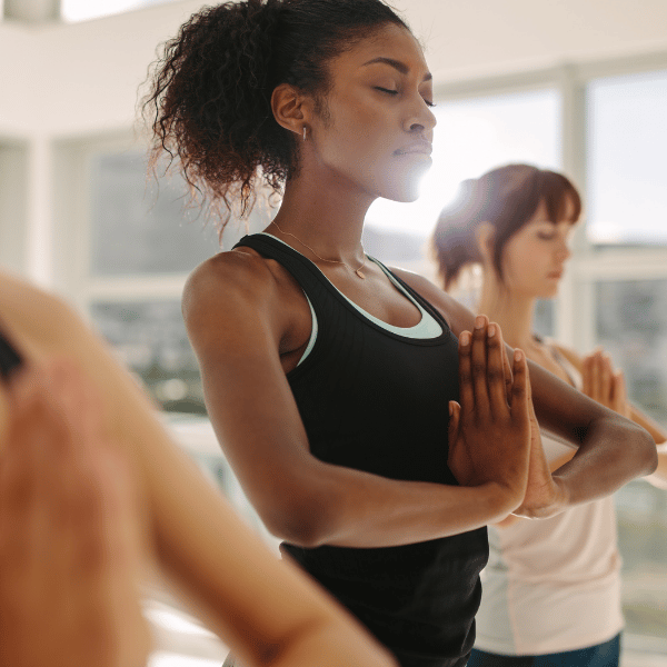 Woman in group fitness class